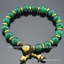 Unisex Natural stone 8MM Round Malachite Bead Bracelet Vners With SB-0262